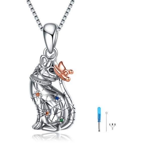 Sterling Silver Two-tone Butterfly Rabbit Urn Necklace for Ashes